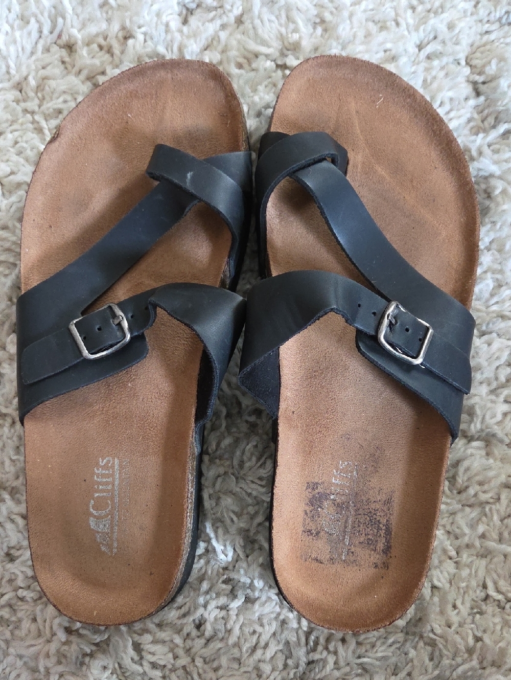 Cliffs by WHITE MOUNTAIN Black Strap Slide Sandals